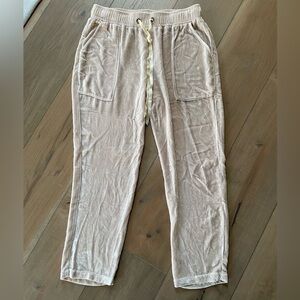 Young Fabulous & Broke Velour/Silk Tan Joggers, size small